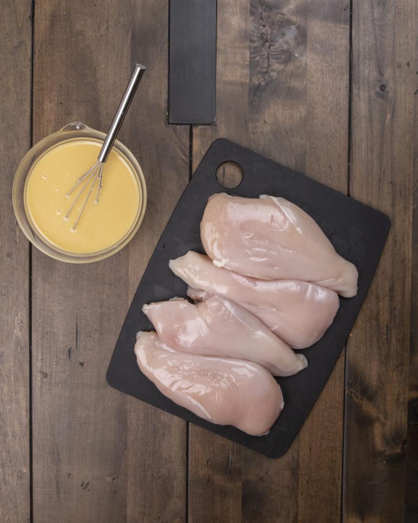 Raw chicken with homemade honey mustard
