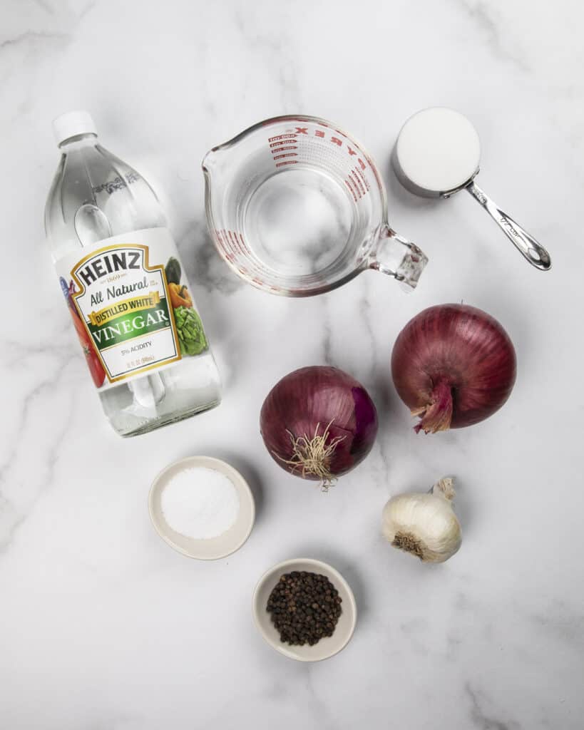 Ingredients for pickled red onions