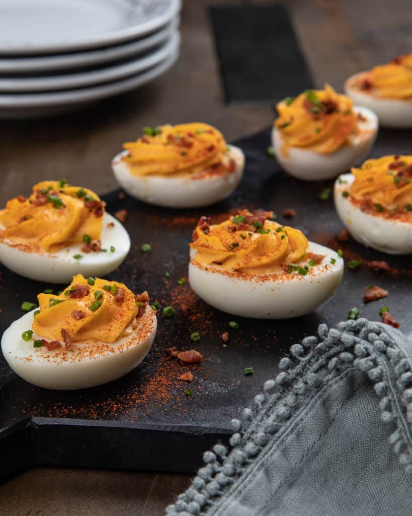 Deviled eggs with bacon
