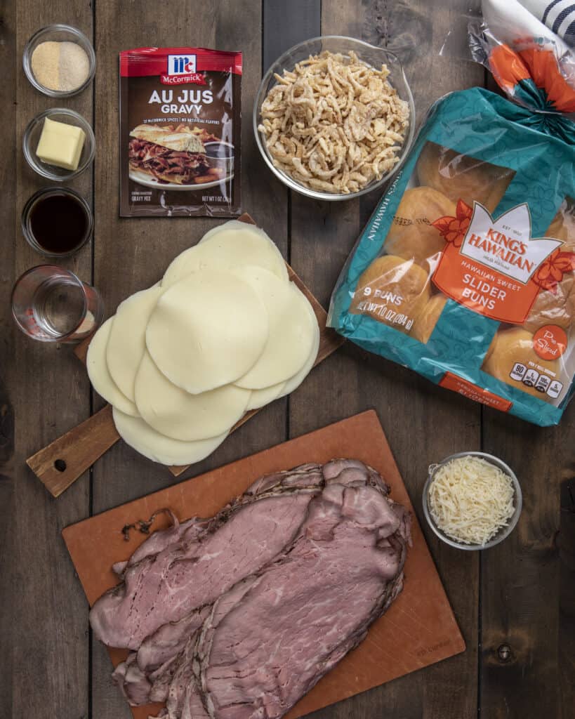 Ingredients you need for French dip sliders