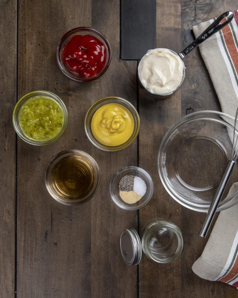 Ingredients for homemade Big Mac sauce