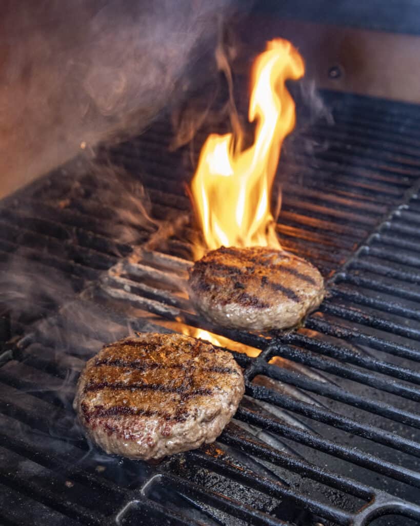 Burgers being grilled
