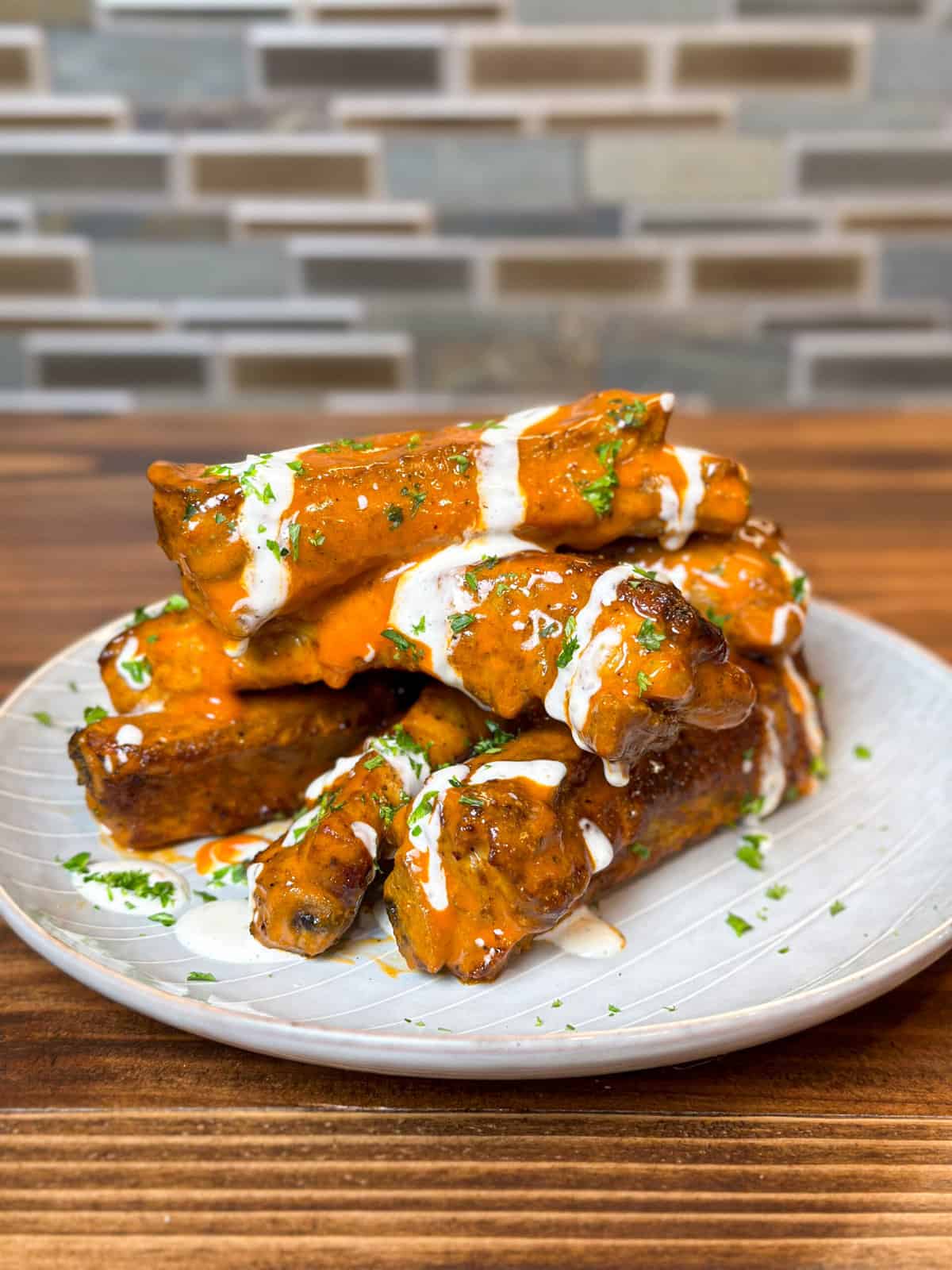 Smoked Buffalo Style Pork Spare Ribs