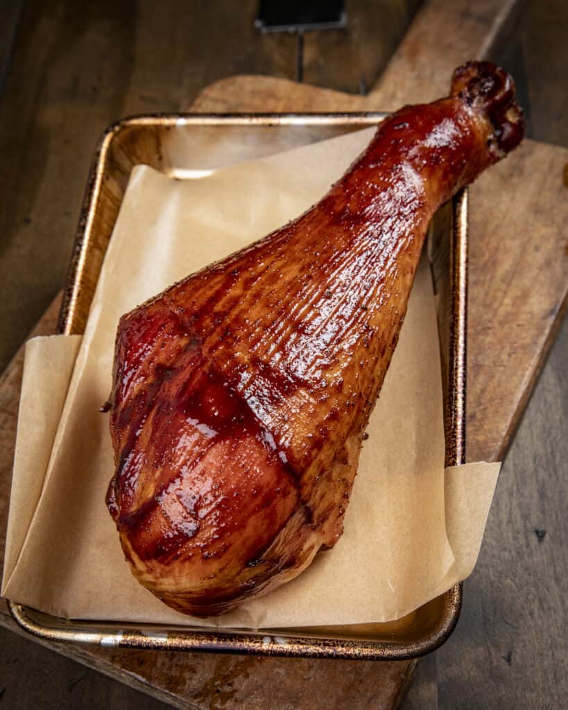 Smoked turkey leg with bbq sauce 