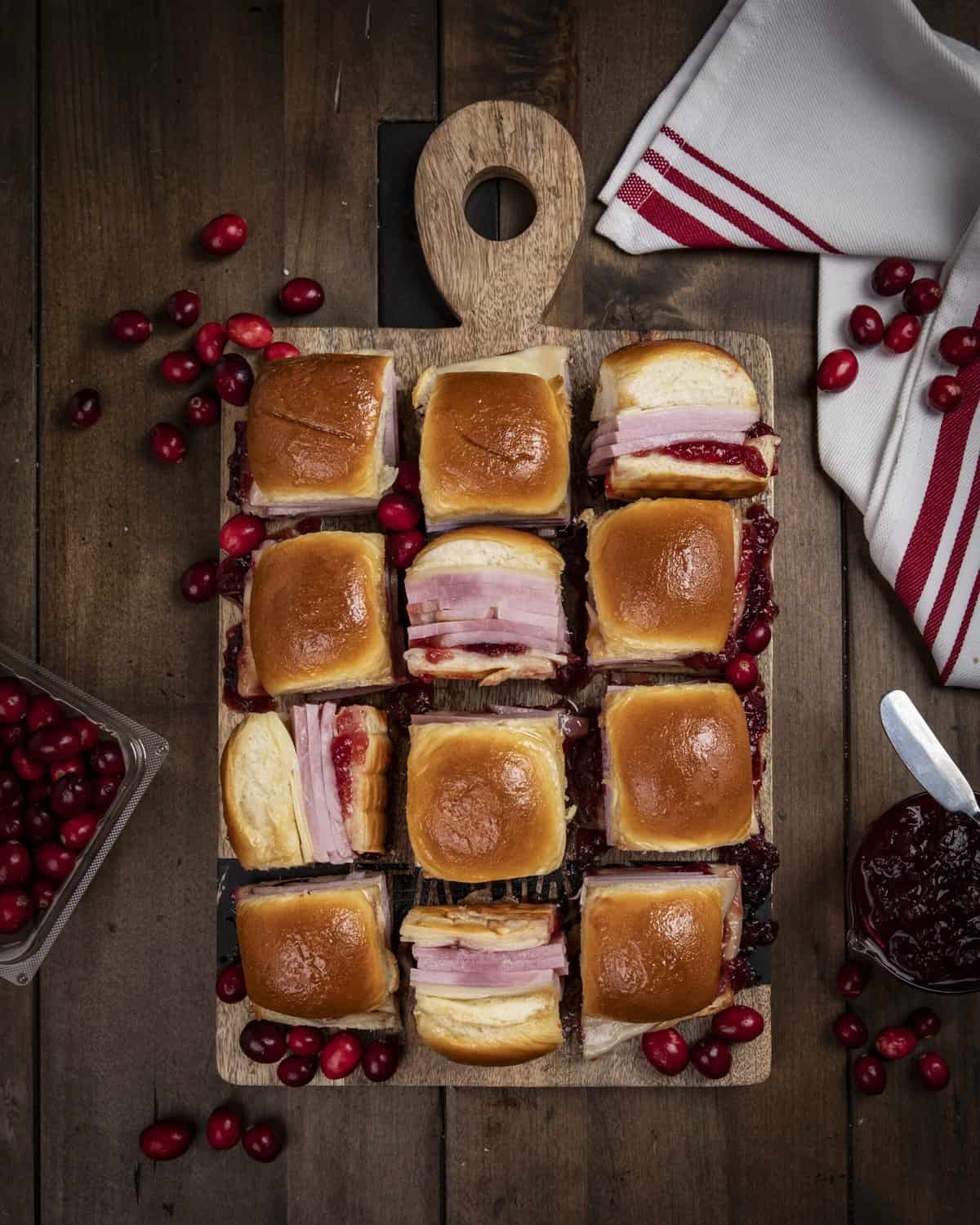 Easy baked cranberry ham and cheese sliders