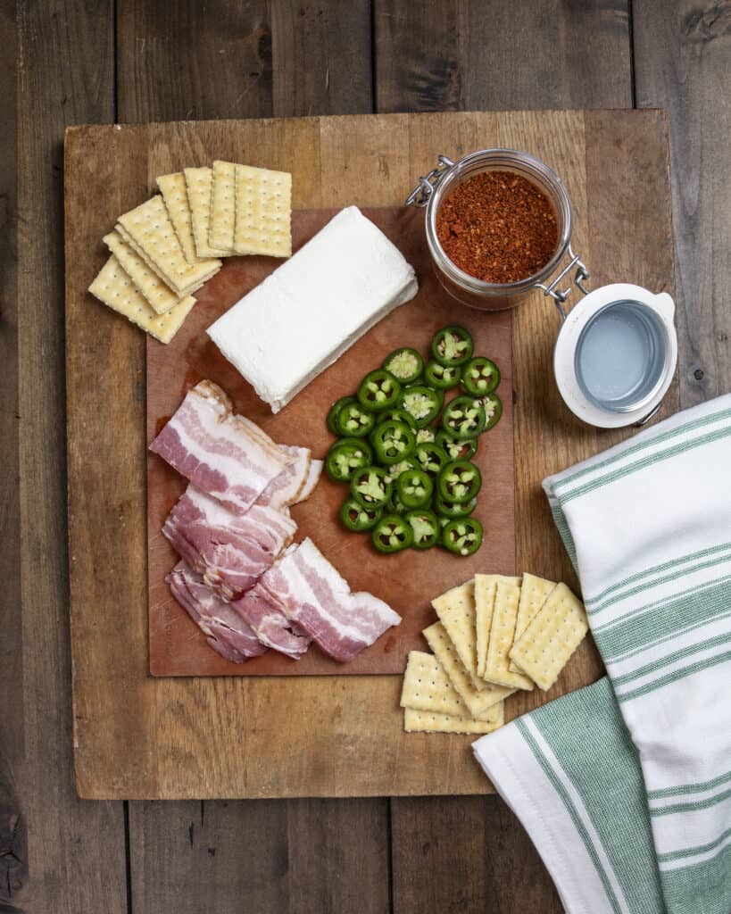 Ingredients for candied bacon crackers 