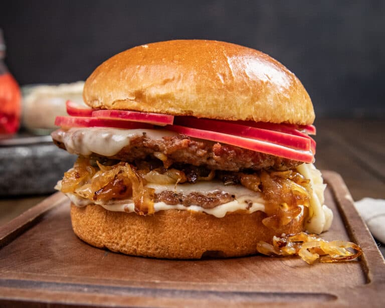 Ground pork smash burgers