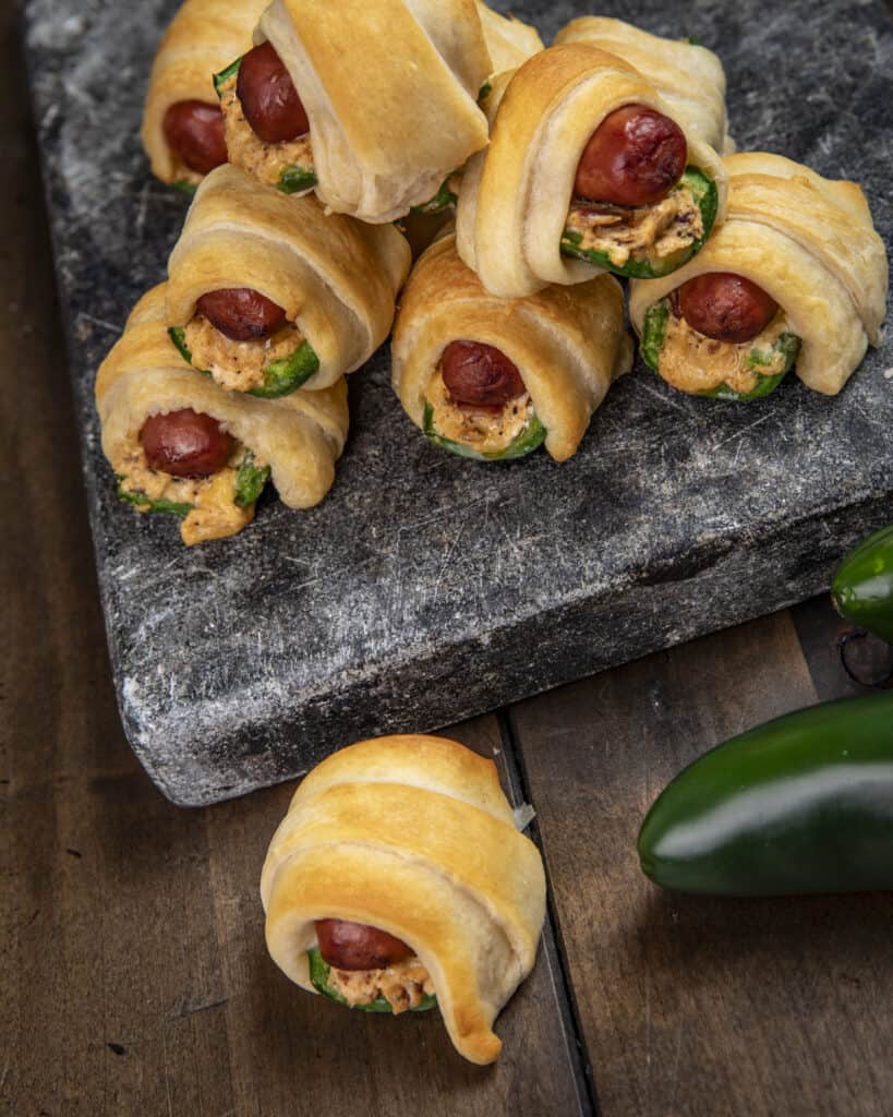 Smoked jalapeño poppers pigs in a blanket