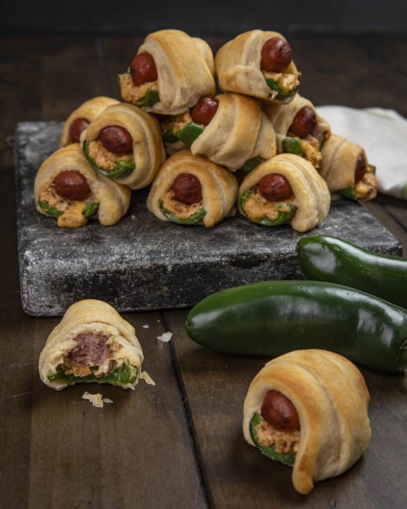 Smoked jalapeño poppers pigs in a blanket