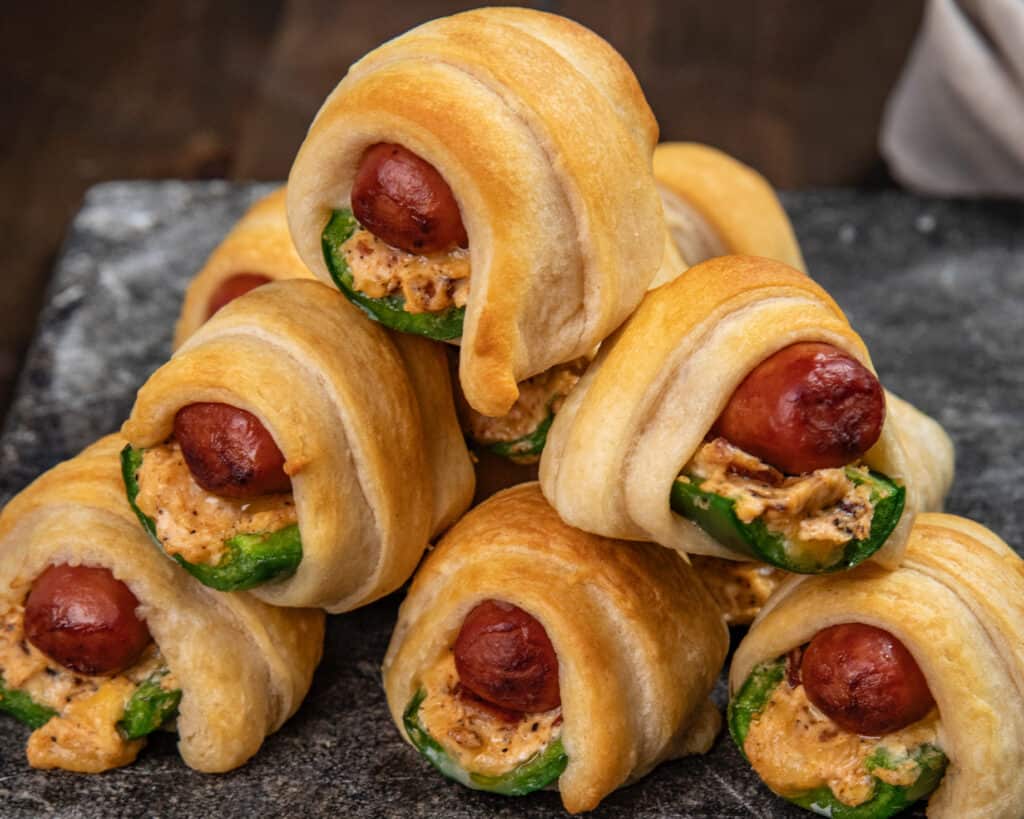 Smoked jalapeño poppers pigs in a blanket