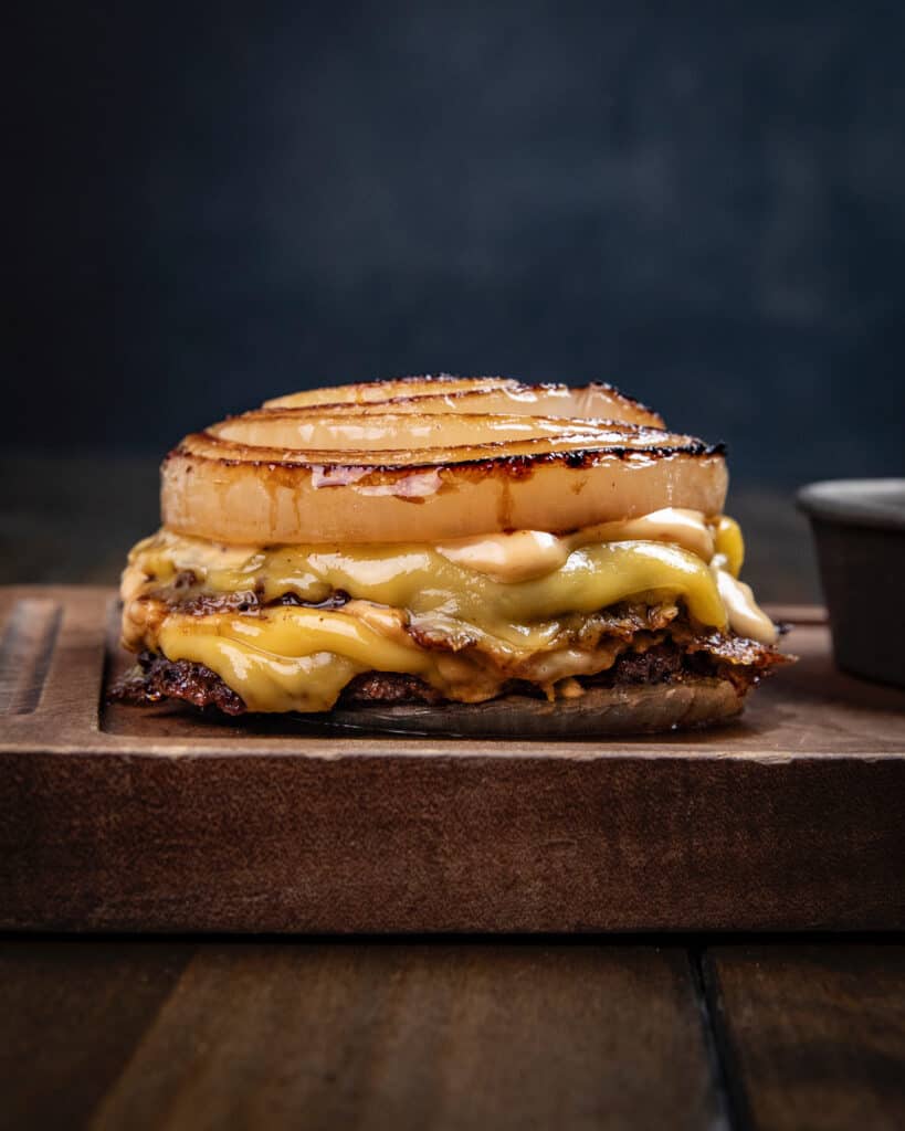 Onion wrapped Flying Dutchman burger