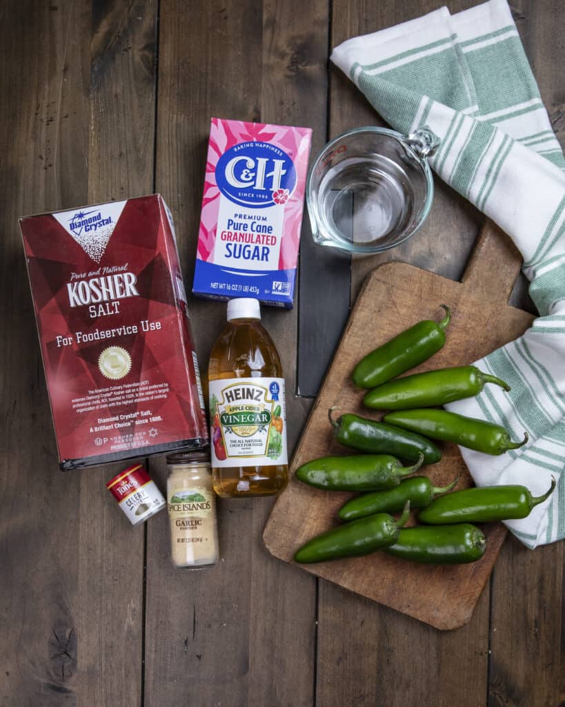 Ingredients for candied jalapeños 
