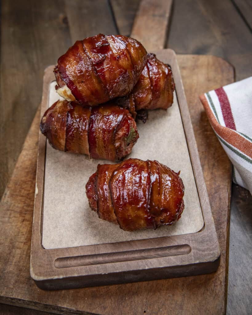 Bacon wrapped armadillo eggs