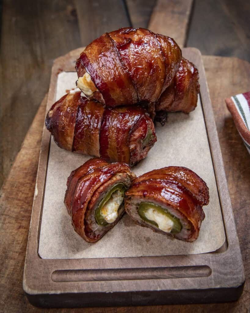 Bacon wrapped armadillo eggs