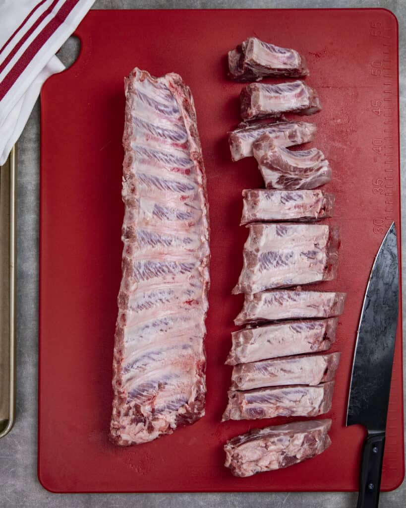 Cut up baby back ribs