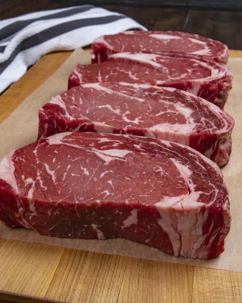 Raw ribeye steaks