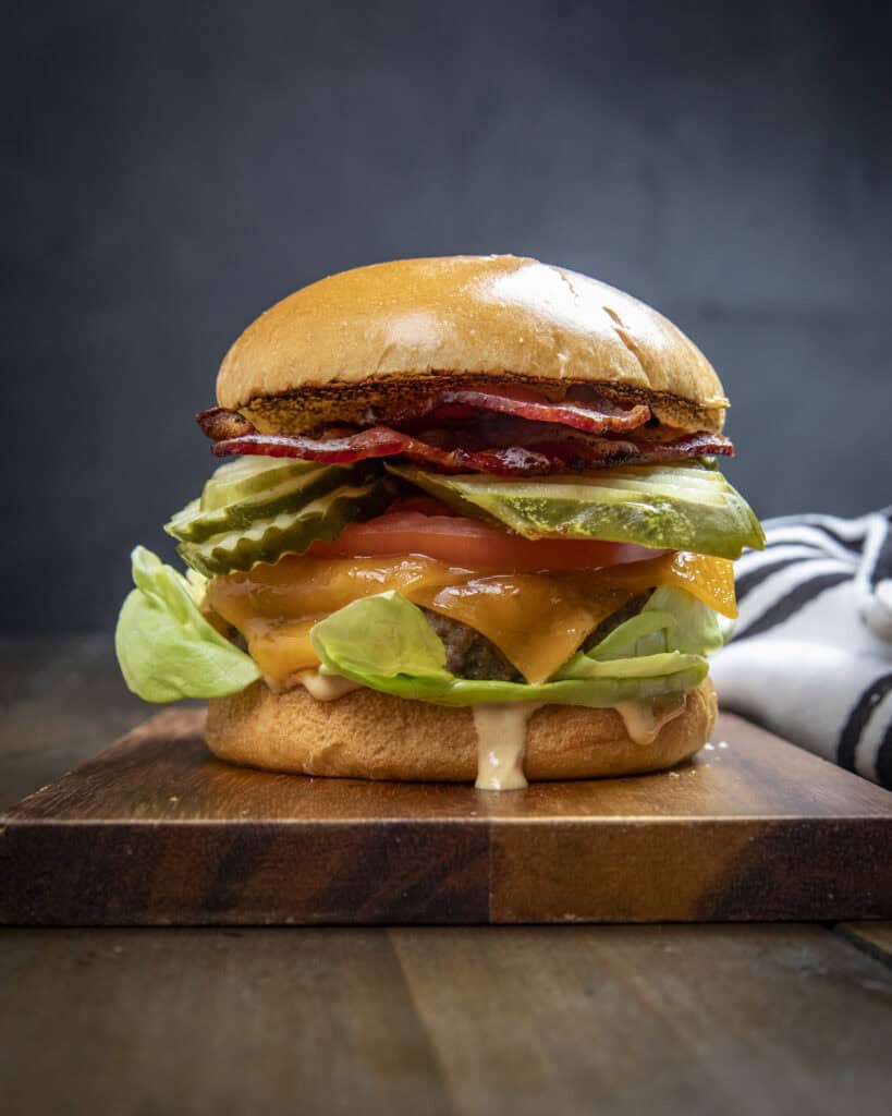 Grilled burger from a George Foreman grill 