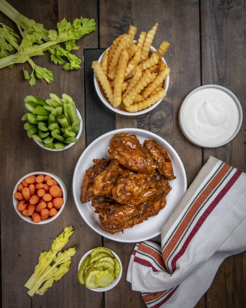 Grilled buffalo wings.