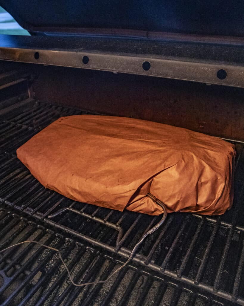 Brisket wrapped in butcher paper 