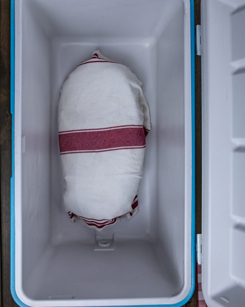 Resting a brisket in a cooler 
